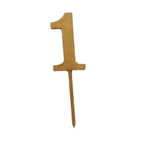 Wooden Topper Small Number 1 Gold