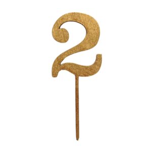 Wooden Topper Small Number 2 Gold