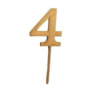 Wooden Topper Small Number 4 Gold