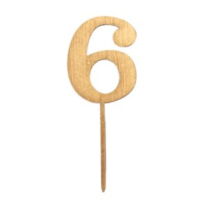 Wooden Topper Small Number 6 Gold