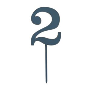 Wooden Topper Small Number 2 Blue