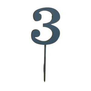 Wooden Topper Small Number 3 Blue