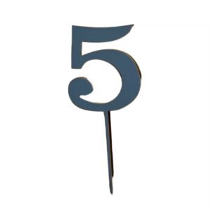 Wooden Topper Small Number 5 Blue