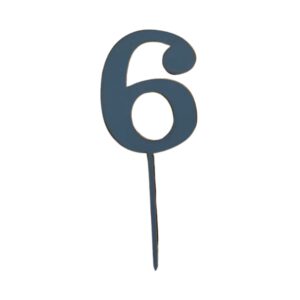 Wooden Topper Small Number 6 Blue