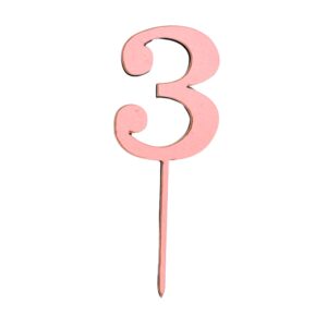 Wooden Topper Small Number 3 Red