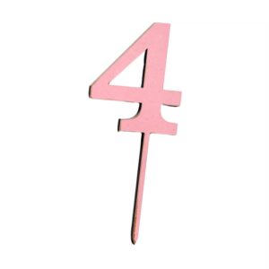 Wooden Topper Small Number 4 Red