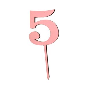 Wooden Topper Small Number 5 Red