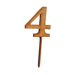 Wooden Topper Small Number 4